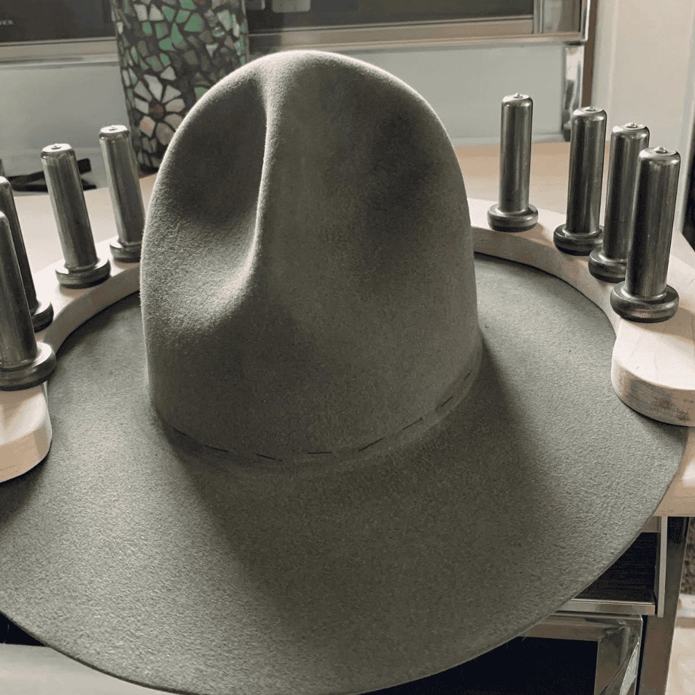 Hat body for custom hat in the process of being shaped