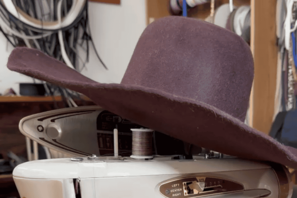 Close up view of hat blank for making a custom hat